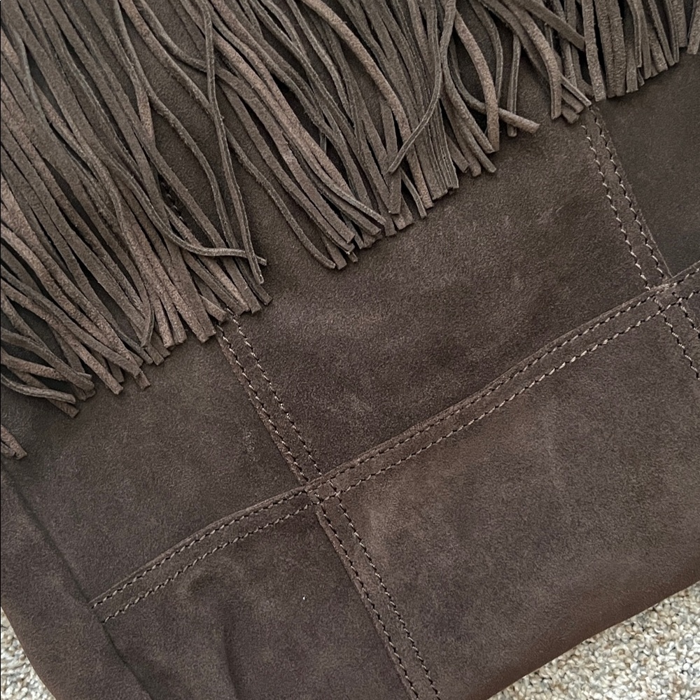 UGG Fringed Brown Suede Shoulder Bag - Picture 4 of 6